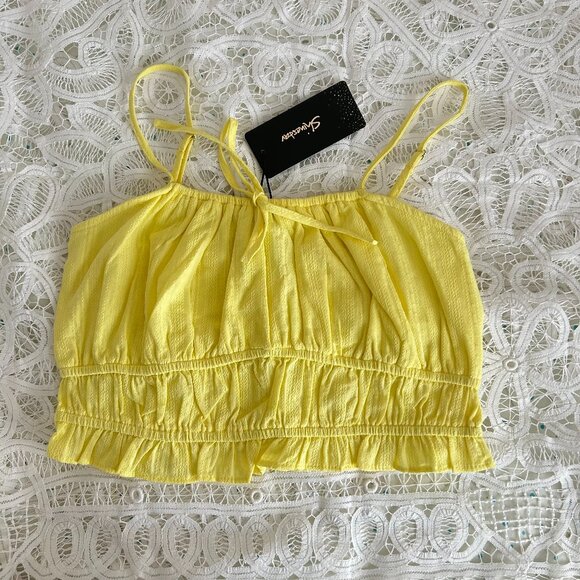 NWT Forever 21 Shinestar Cropped Tank Top Yellow - Picture 1 of 5